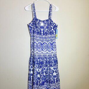 Blue and White Patterned Dress